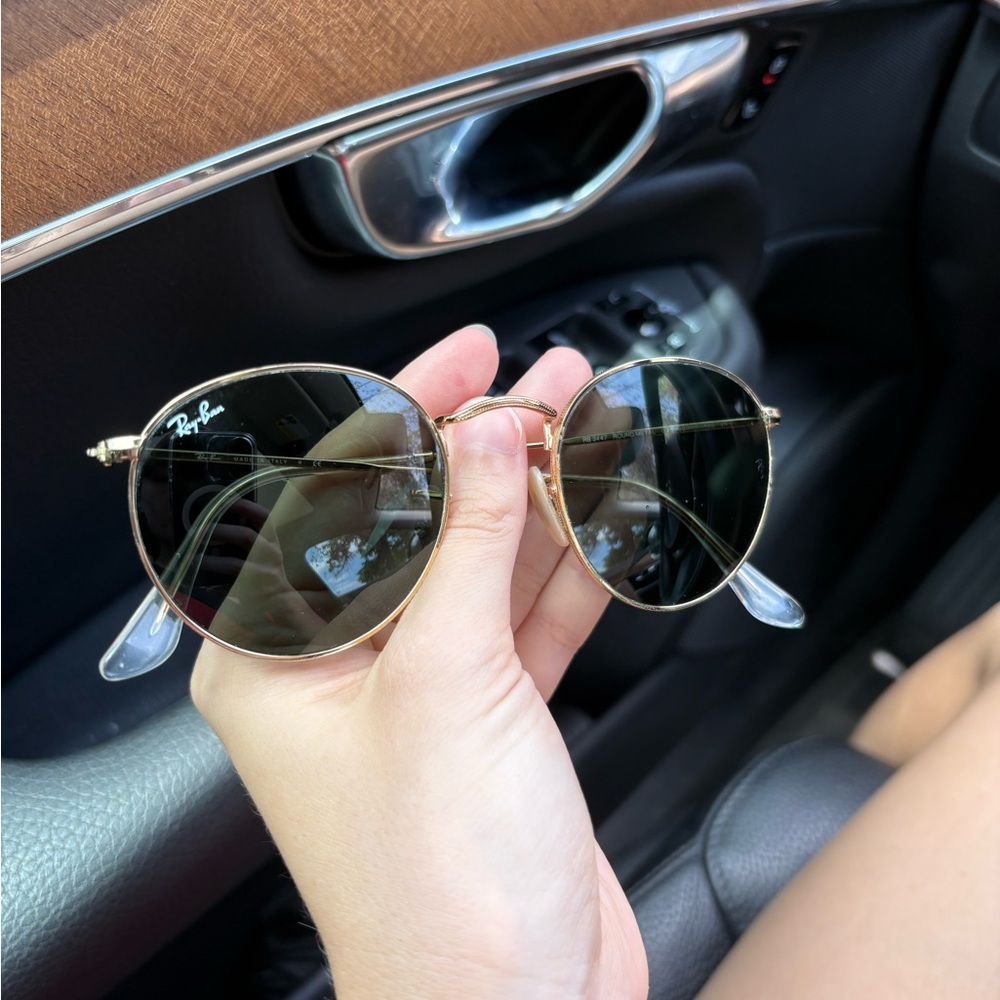 Ray-Ban Gold Frame Sunglasses with Dark Lenses